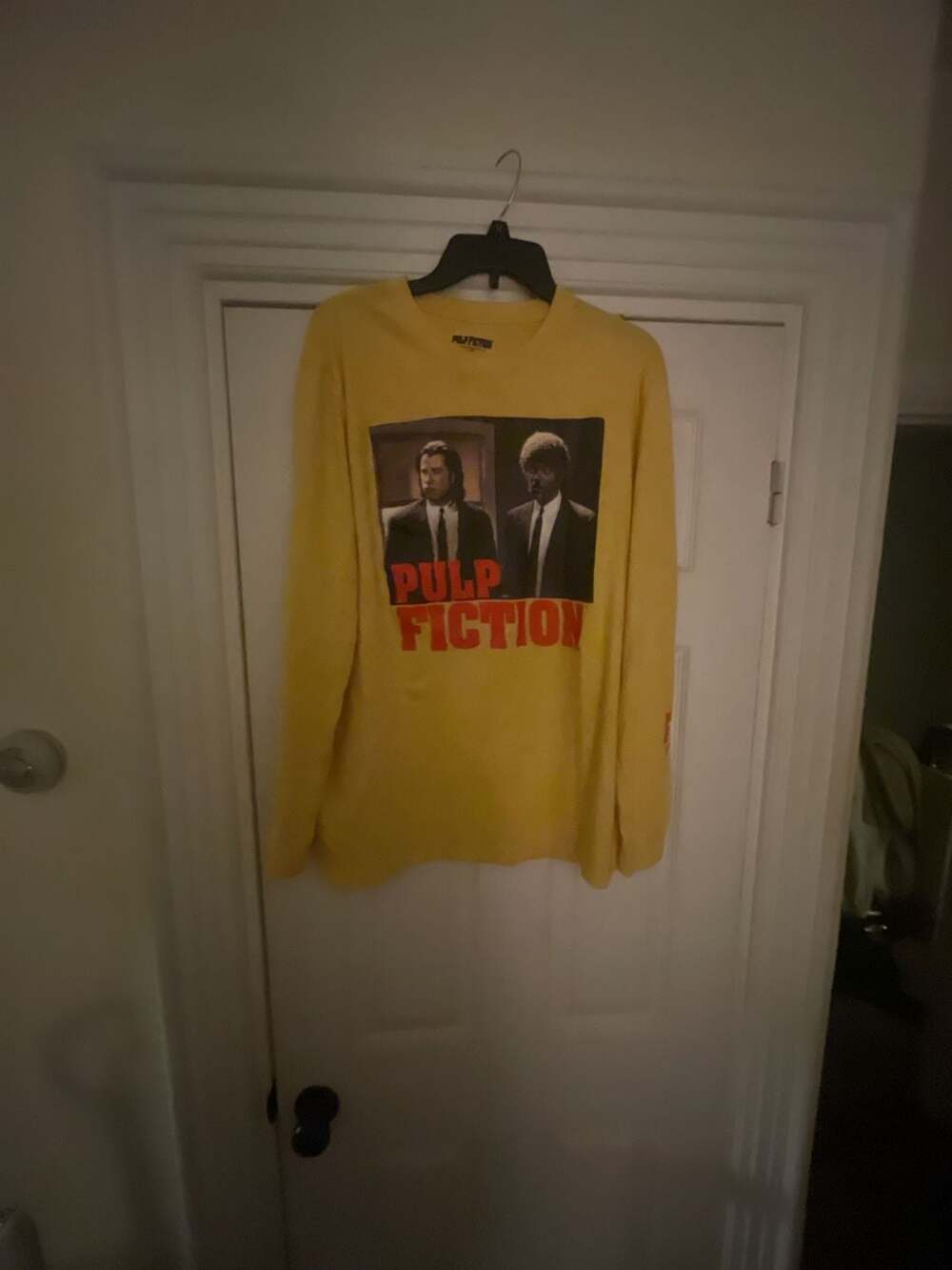 Pulp Fiction Movie Graphic Long Sleeve Yellow T-Shirt Men XL